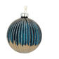 Blue Gold Ribbed Glass Ball