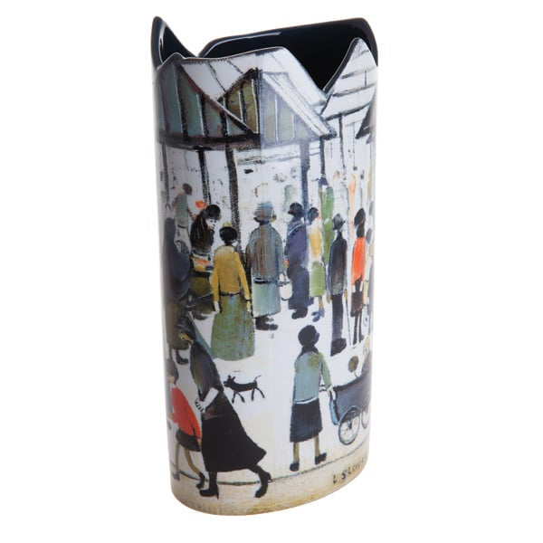 LS Lowry Silhouette Vase: Market Scene, Northern Town (1939)