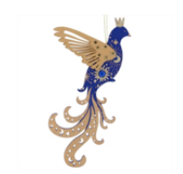 Blue/Gold Wooden Bird of Paradise Dec