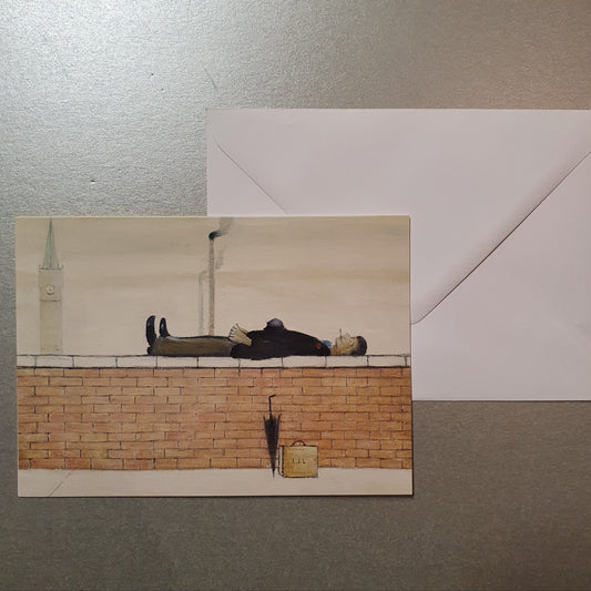 Lowry Greetings Card - Man Lying on a wall, 1957