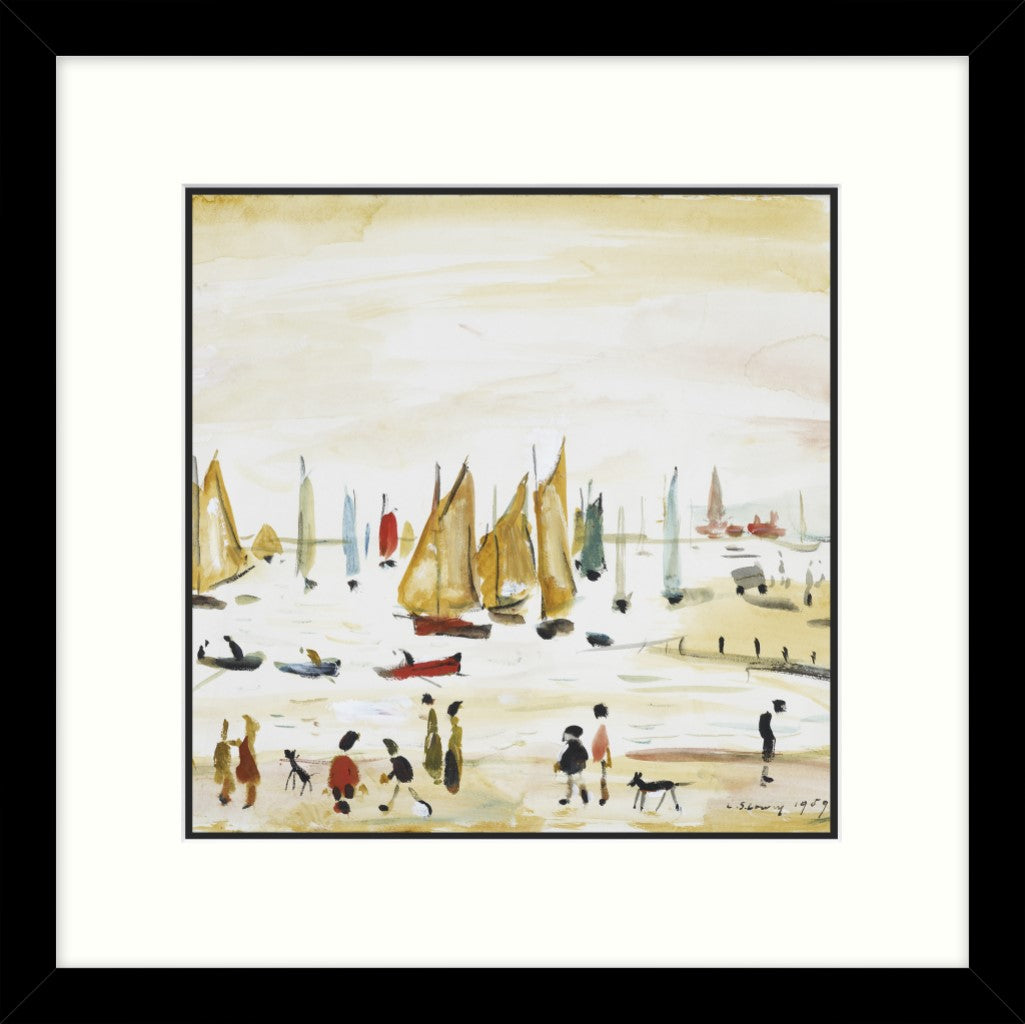 LS Lowry Square Framed Print: Yachts (1959)