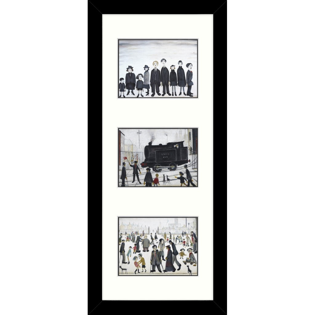 LS Lowry Framed Print: Triptych B