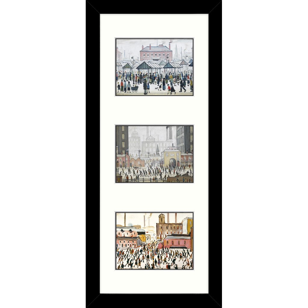 LS Lowry Framed Print: Triptych C