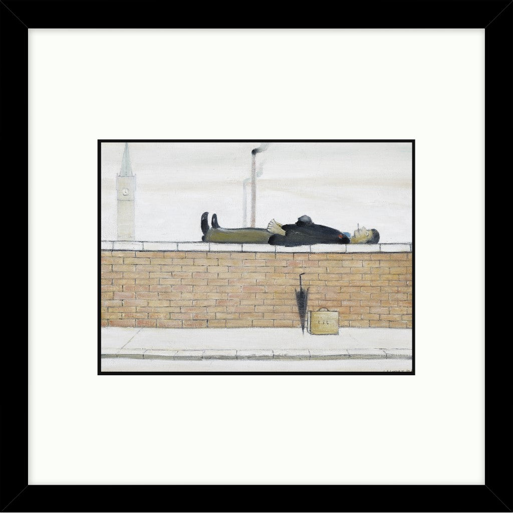 LS Lowry Square Framed Print: Man Lying on a Wall (1957)