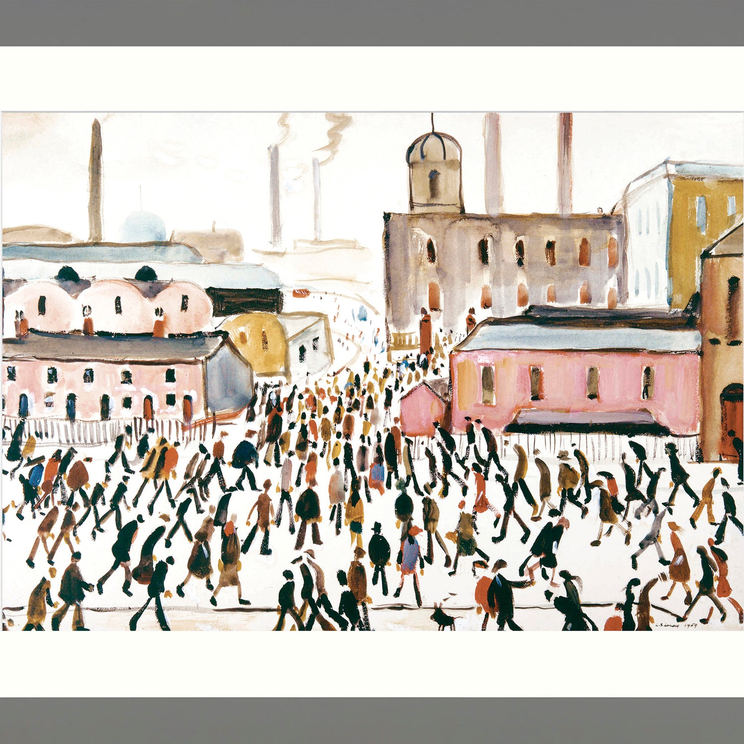 LS Lowry Grey Framed Print: Going to Work (1959)