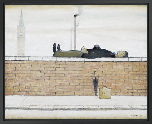 Framed Canvas Man Lying on a Wall (Black Float)