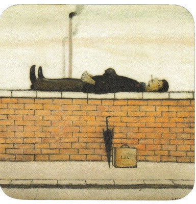 Picture of ceramic coaster ls lowry man lying on a wall